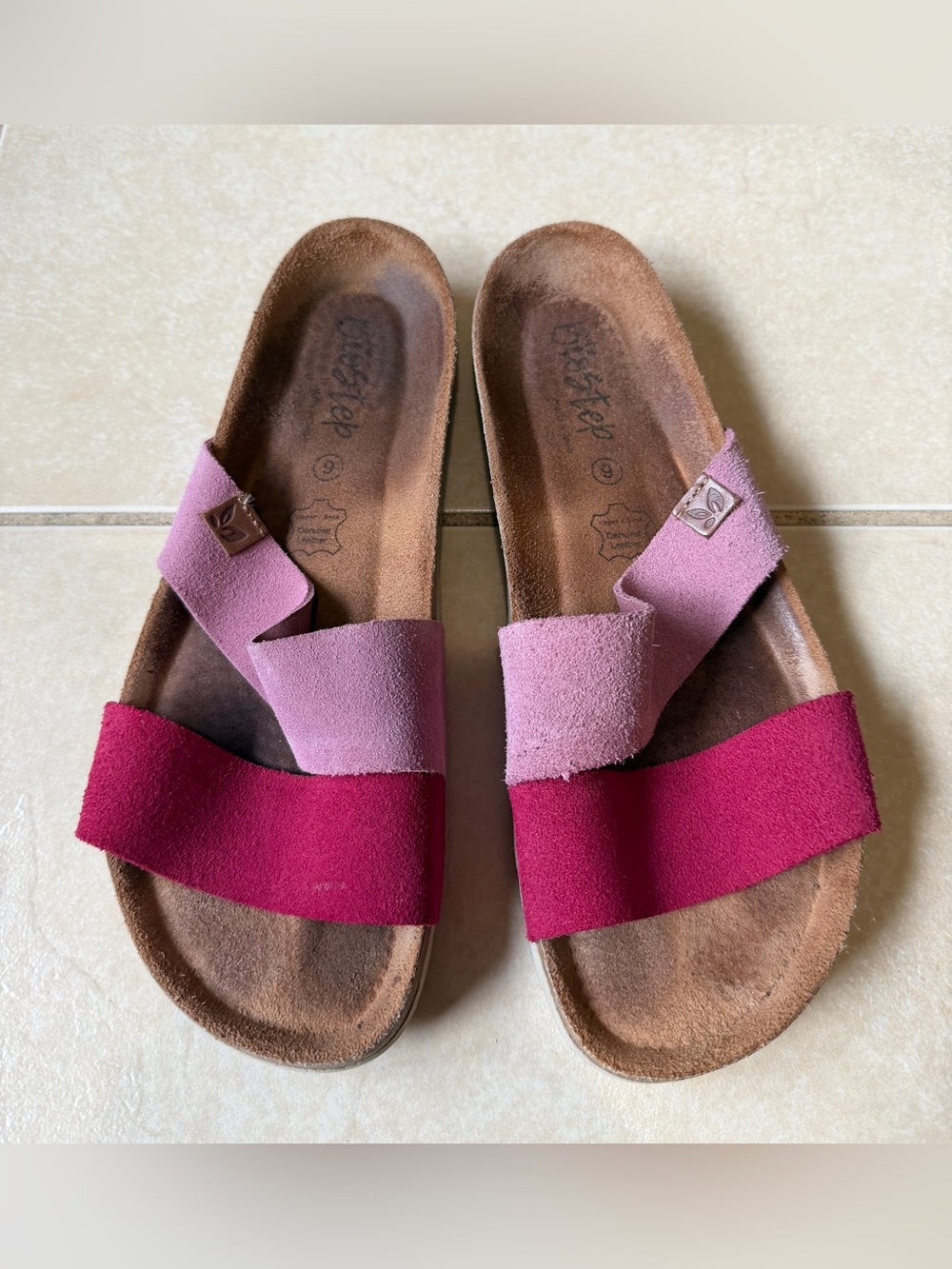 Biostep Double Strap Slip On Sandals Womens 9 Pink Ergonomic Arch